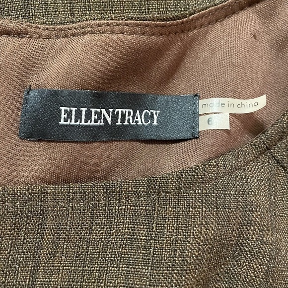 Ellen Tracy Brown Sleeveless Sheath with Mid-Century Gold Metal Accent Size 6 - Picture 11 of 12